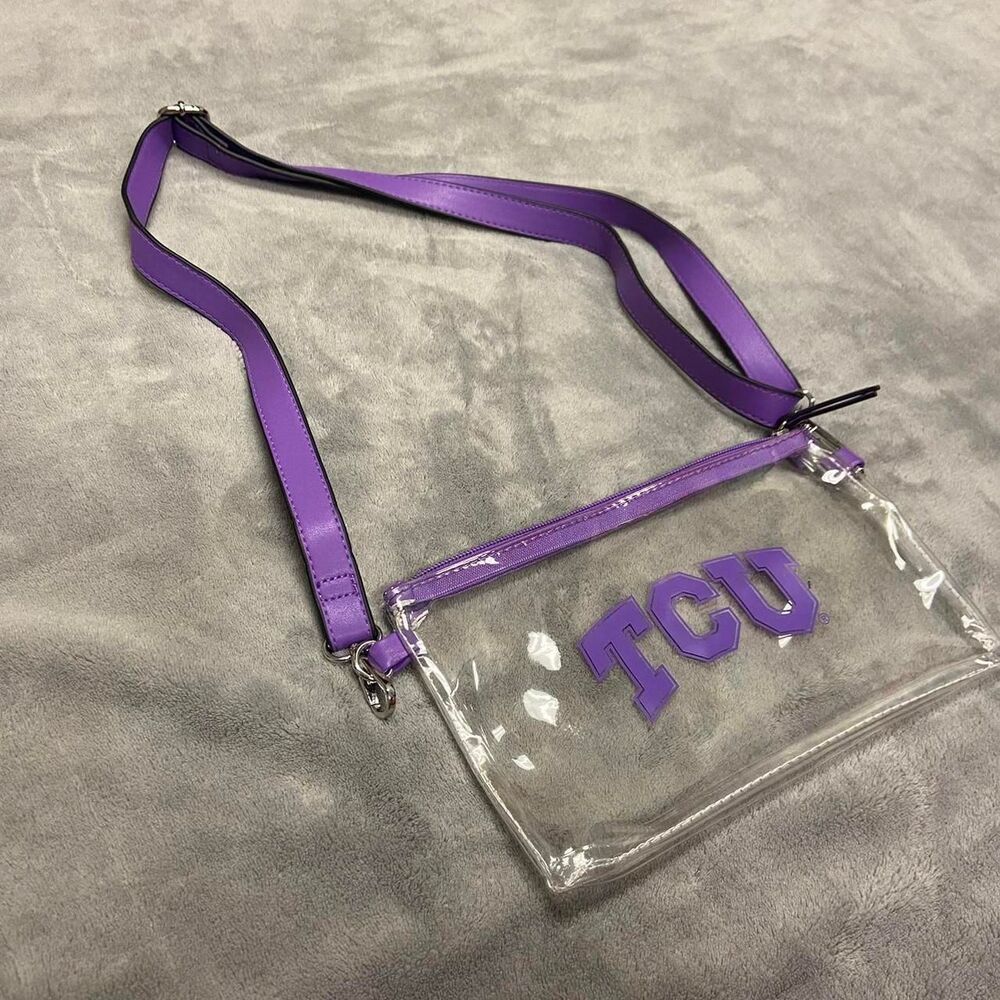 Purple Clear Crossbody Shoulder Bag with TCU Logo